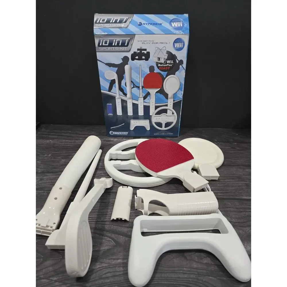 Hyperkin Wii 10-in-1 Sports Pack Foam Attachments - Wheel Tennis Golf Bat - Used